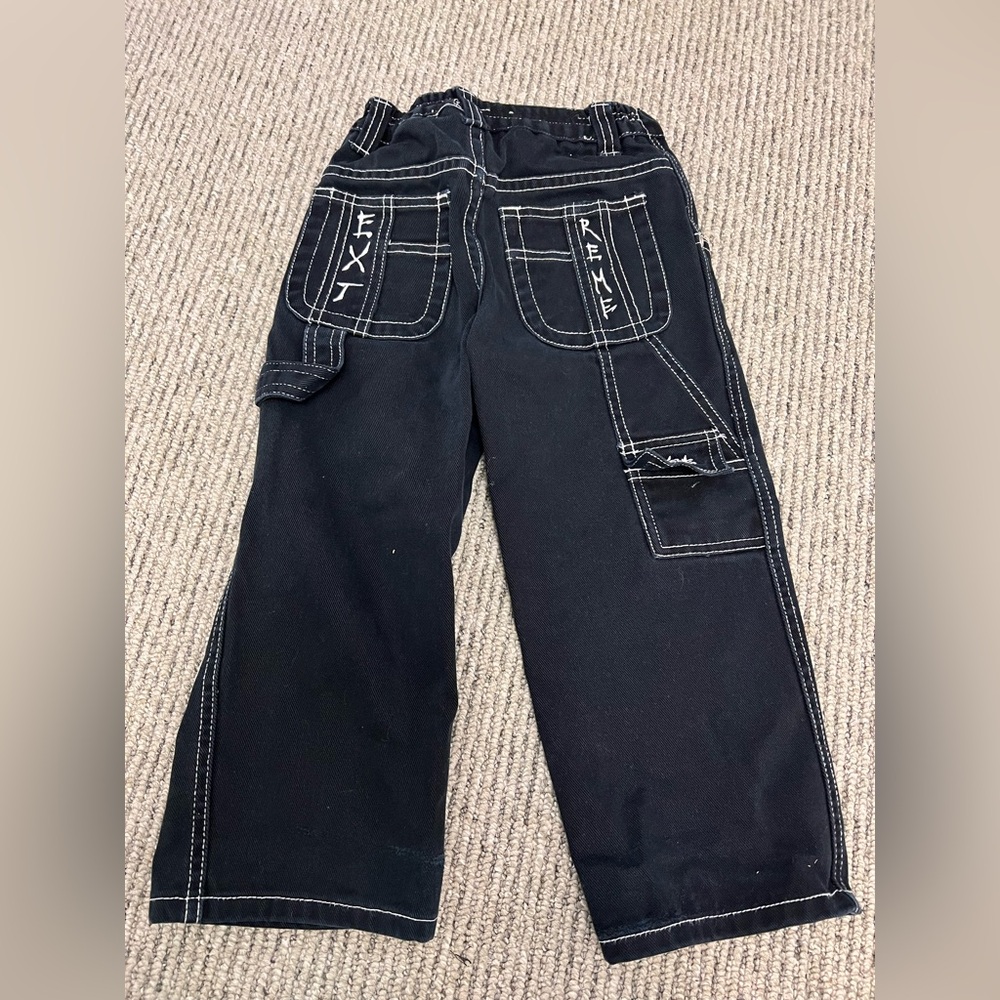 Vintage 90’s kids Black Extreme denim jeans with contrast White Stitching 4